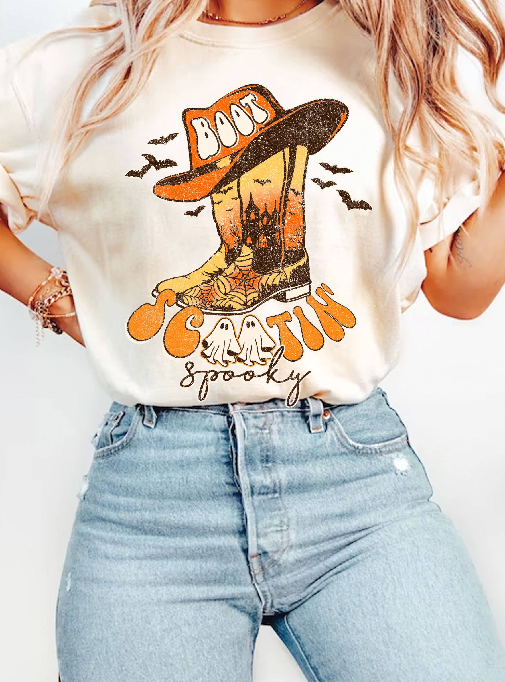 Boot Scootin' Spooky Graphic - Adult & Kids T-Shirts, Sweatshirts & Hoodies apparel design preview 1