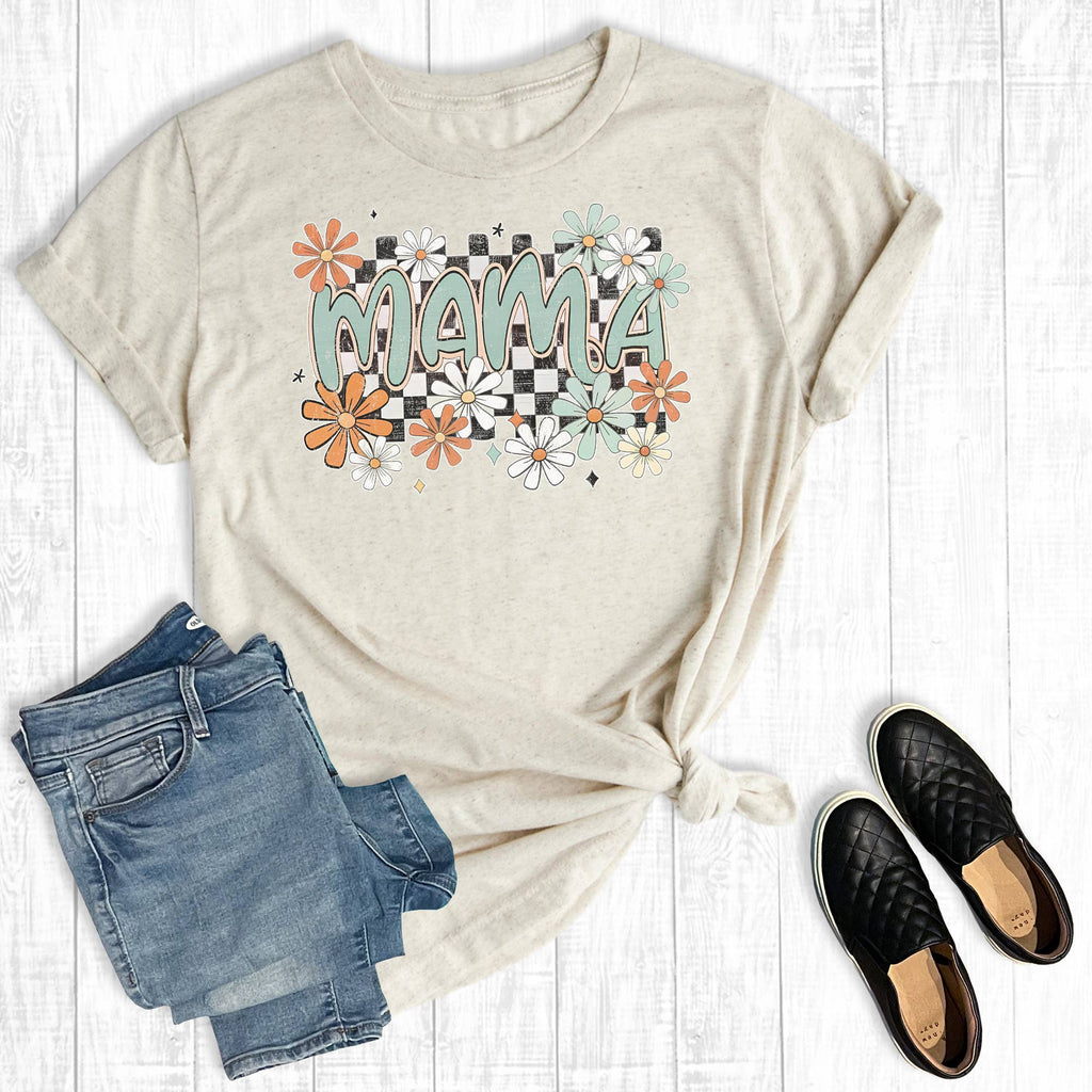 Mother's Day Checkered Floral Mama Graphic - Adult & Kids T-Shirts, Sweatshirts & Hoodies apparel design preview 1