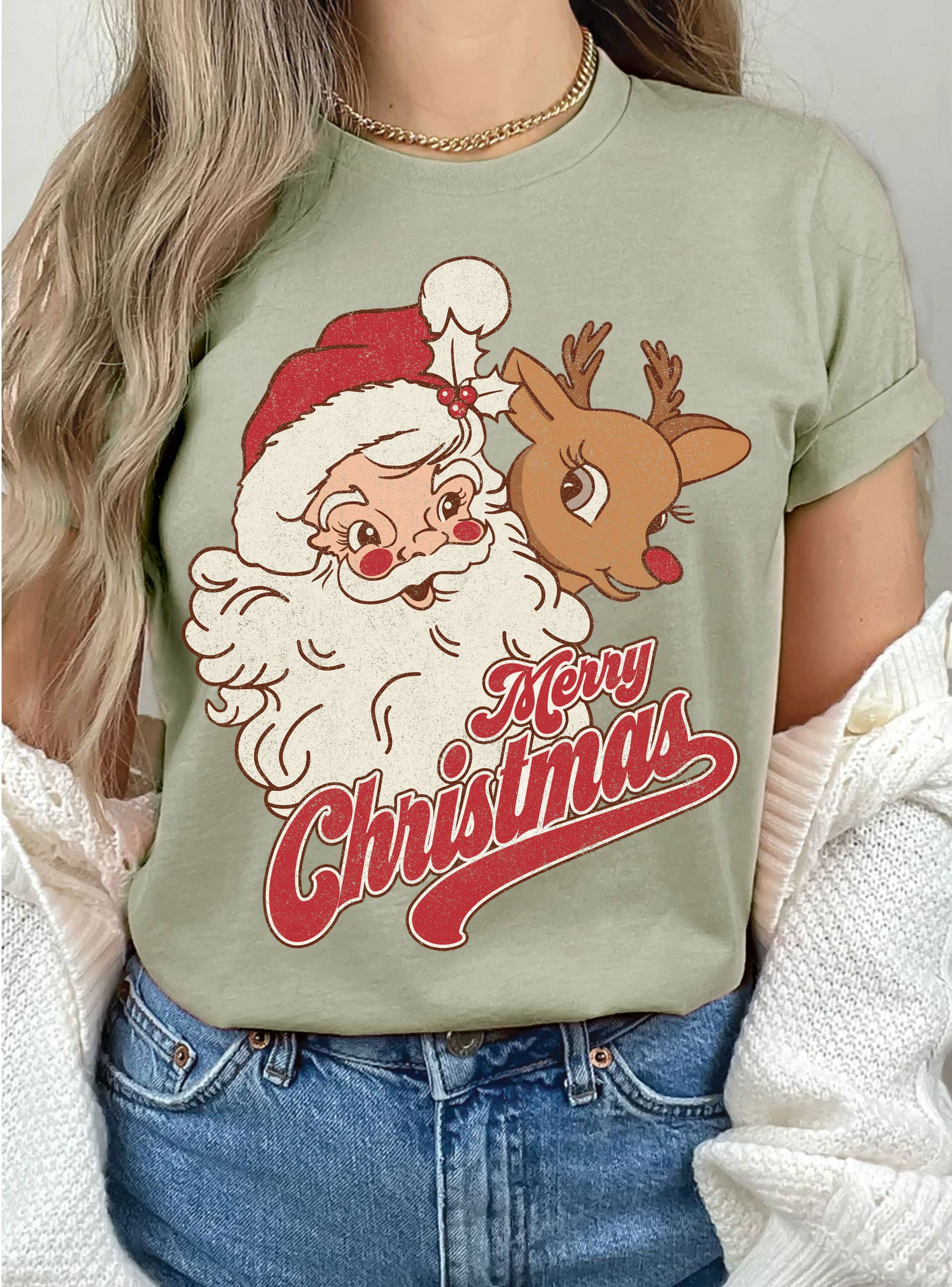 Santa and Rudolph Graphic - Adult & Kids T-Shirts, Sweatshirts & Hoodies apparel design preview 1