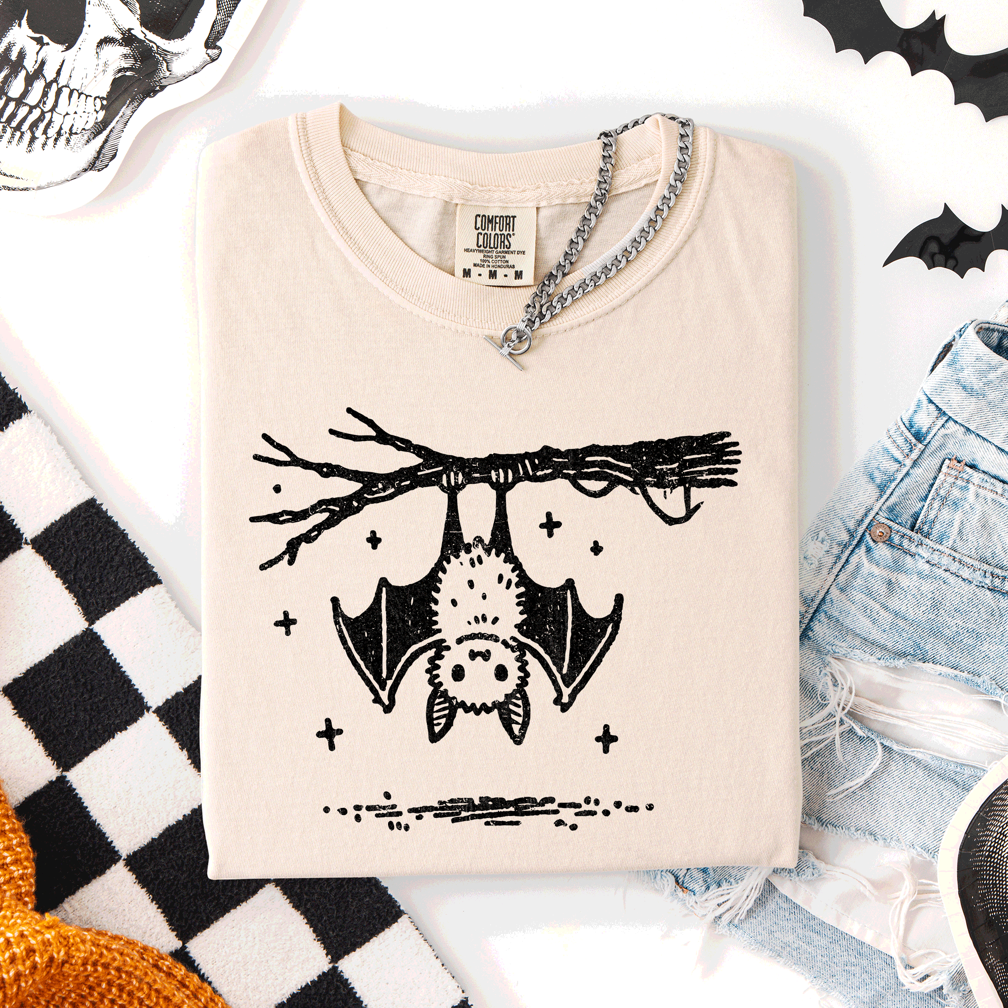 Bat, Cute, Adorable, Halloween, Comfort Colors - Adult & Kids T-Shirts, Sweatshirts & Hoodies apparel design preview 1