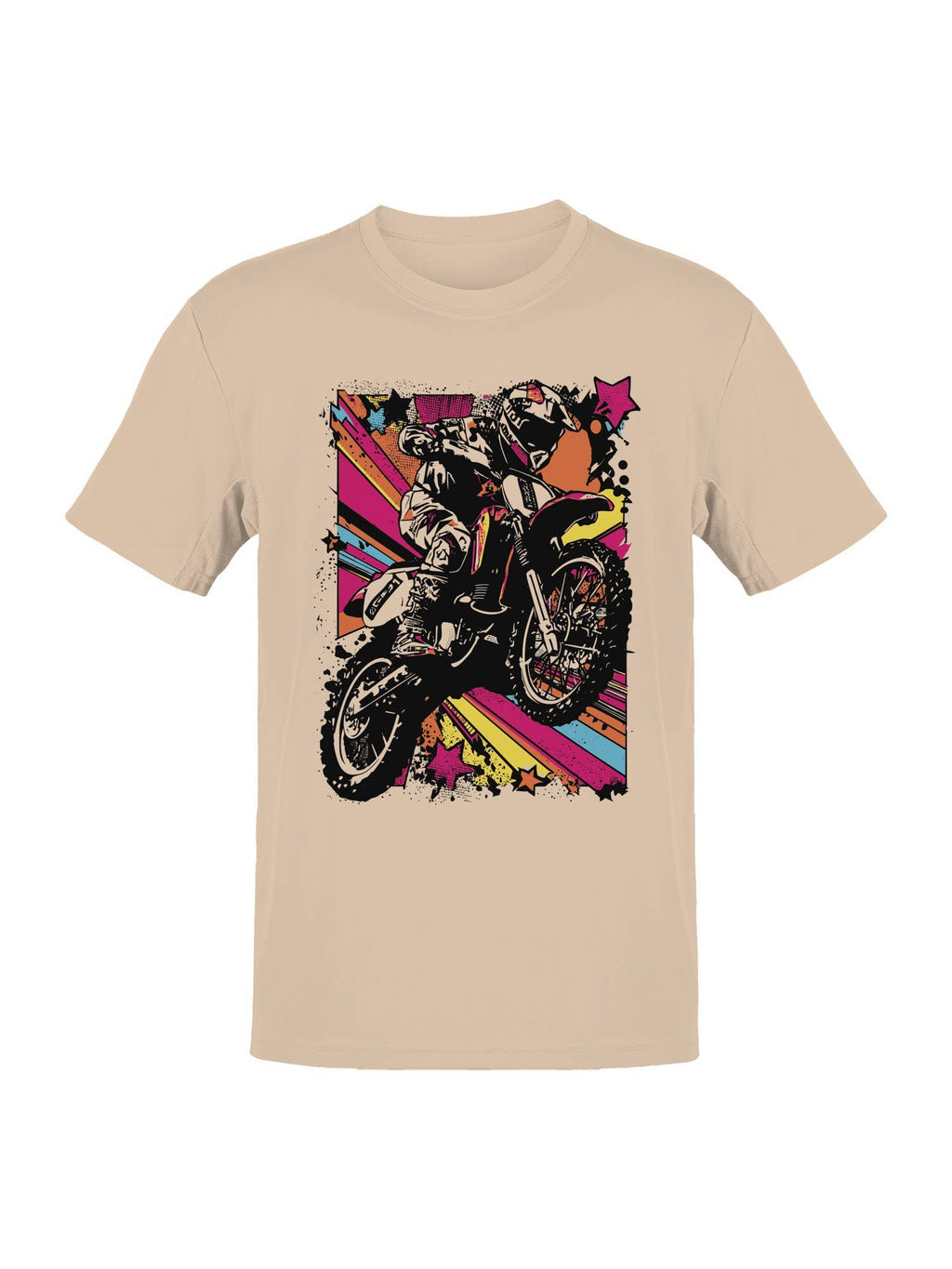 Neon Pop Art Motocross Rider Starburst Men's - Adult & Kids T-Shirts, Sweatshirts & Hoodies apparel design preview 1
