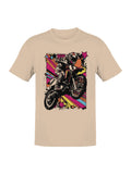 Neon Pop Art Motocross Rider Starburst Men's - Adult & Kids T-Shirts, Sweatshirts & Hoodies apparel design preview 1