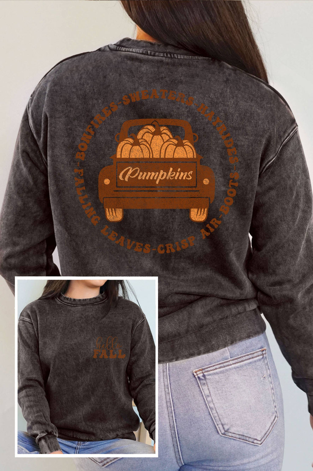 Hello Fall Pumpkin F&B Mineral Graphic Brushed - Adult & Kids T-Shirts, Sweatshirts & Hoodies apparel design preview 1