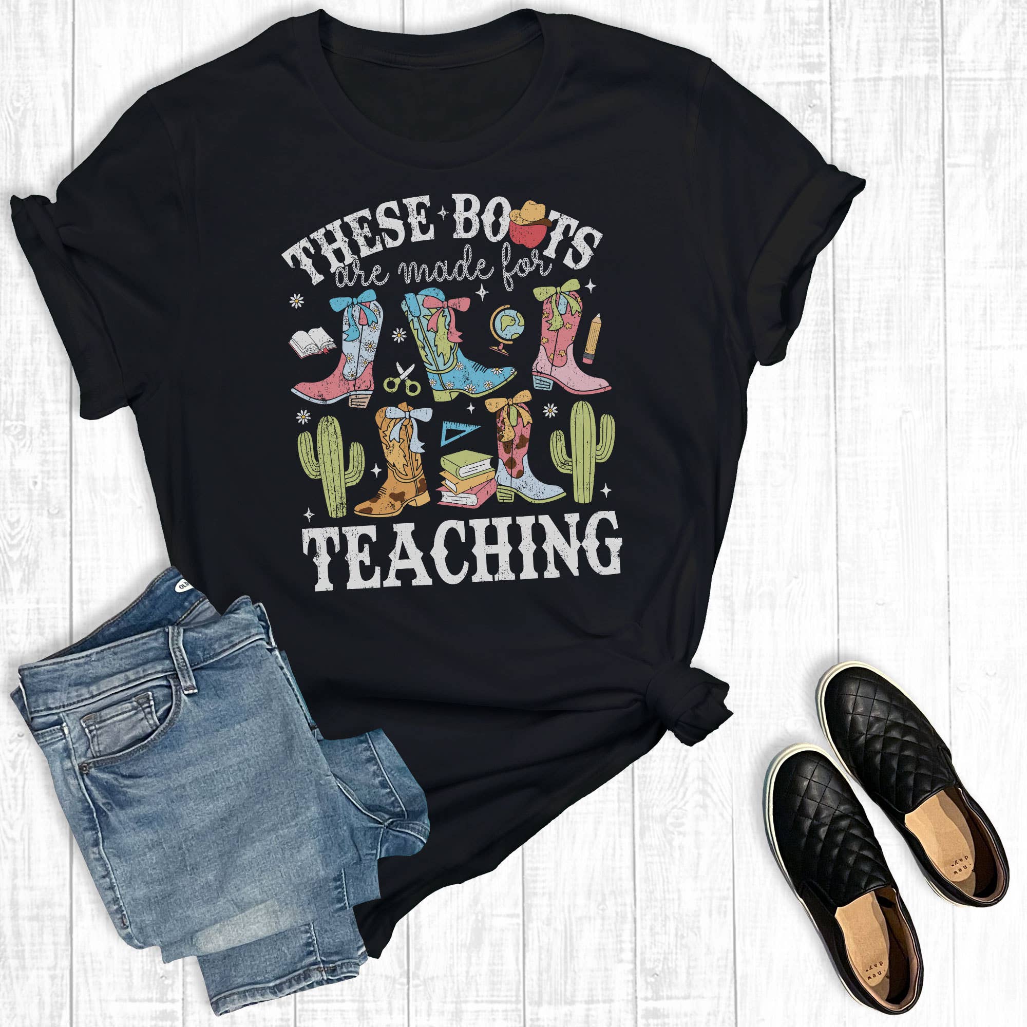 Western These Boots Are Made For Teaching Graphic - Adult & Kids T-Shirts, Sweatshirts & Hoodies apparel design preview 1