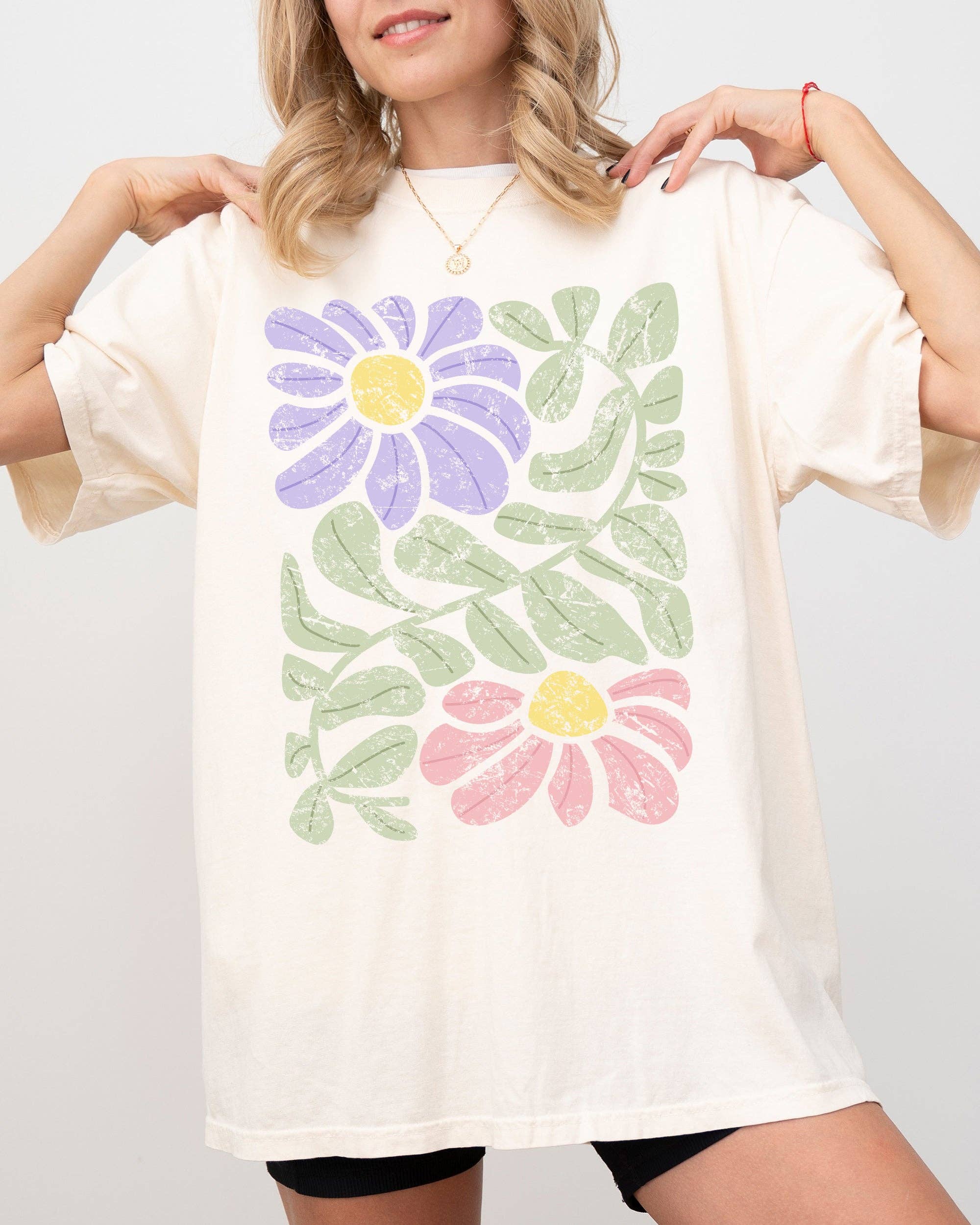 Vintage, Abstract Flowers, Boho Floral, Summer Vibes - Adult & Kids T-Shirts, Sweatshirts & Hoodies apparel design preview 1