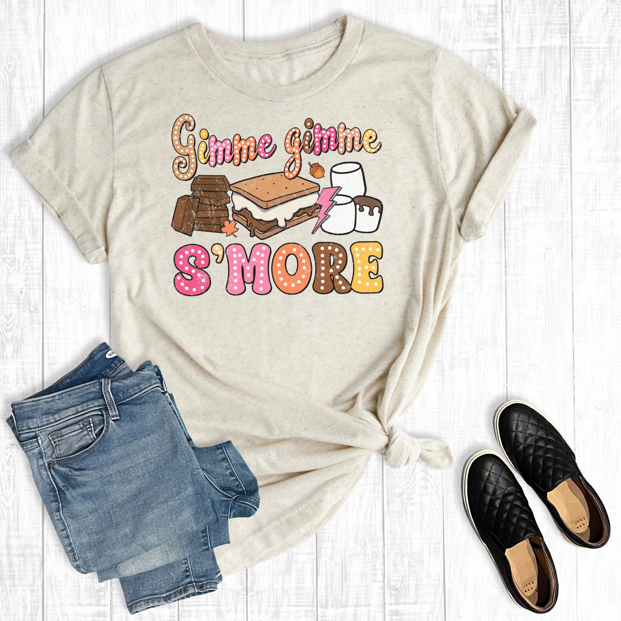 Summer Camping Gimme S'more Graphic - Adult & Kids T-Shirts, Sweatshirts & Hoodies apparel design preview 1