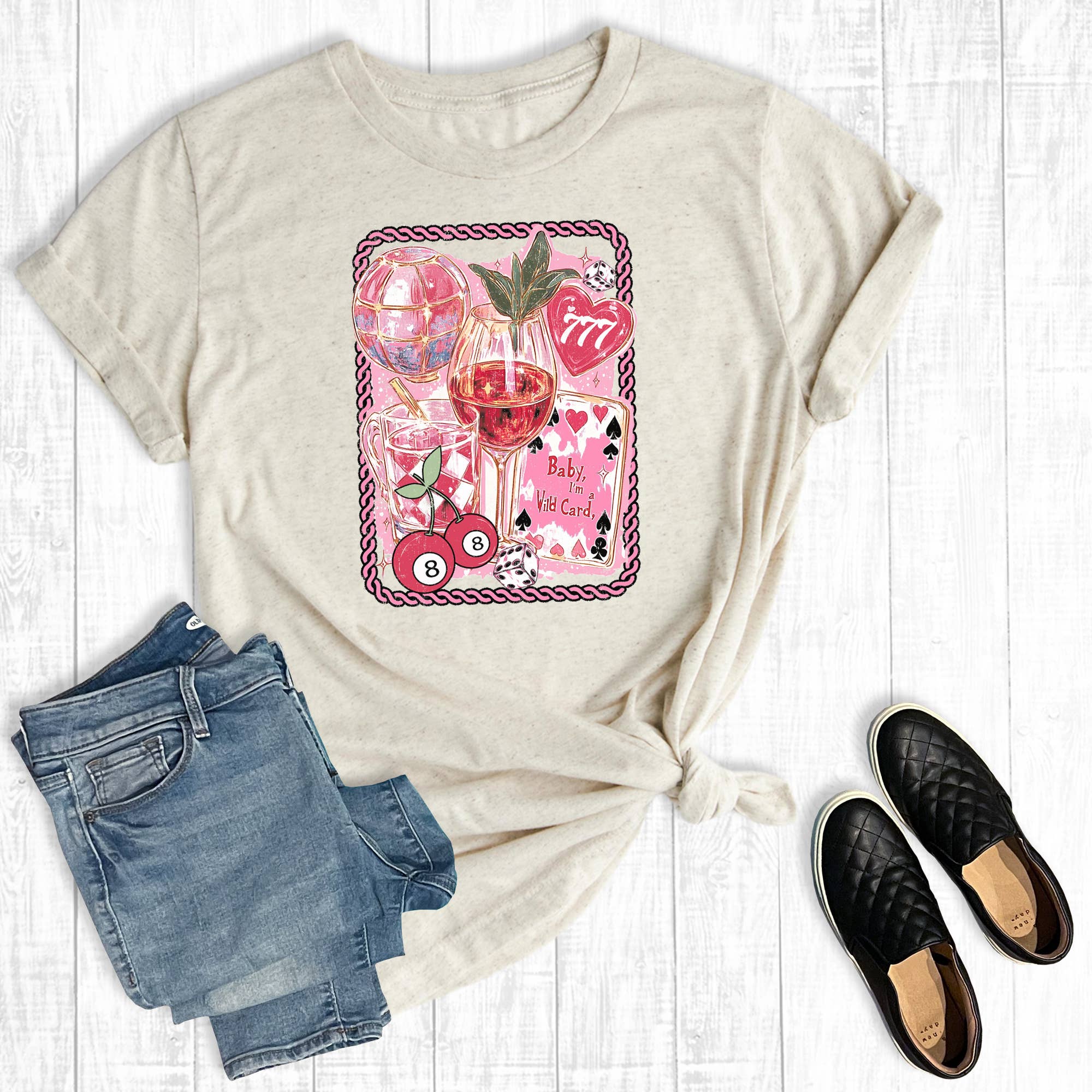 Western Cowgirl Wild Card Graphic - Adult & Kids T-Shirts, Sweatshirts & Hoodies apparel design preview 1