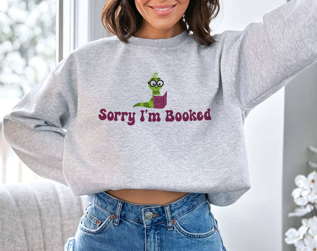 Sorry I'm Booked Cute Bookworm Book Reading - Adult & Kids T-Shirts, Sweatshirts & Hoodies apparel design preview 1