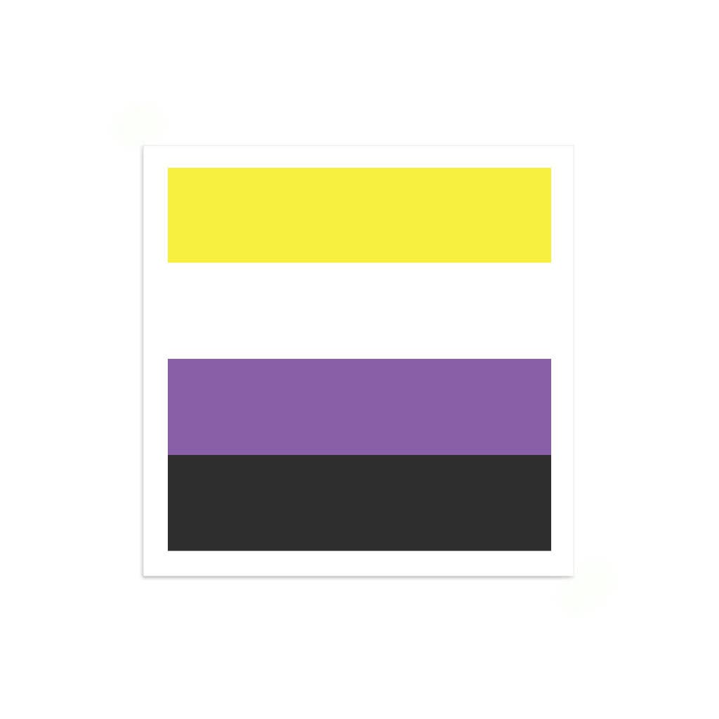 Non-Binary Pride Flag Mini Square Sticker - Adult & Kids T-Shirts, Sweatshirts & Hoodies apparel design preview 1