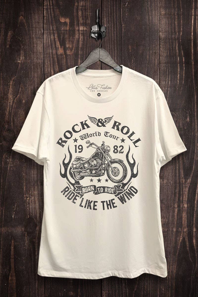 Rock and Roll World Tour Motorcycle Graphic Top - Adult & Kids T-Shirts, Sweatshirts & Hoodies apparel design preview 1