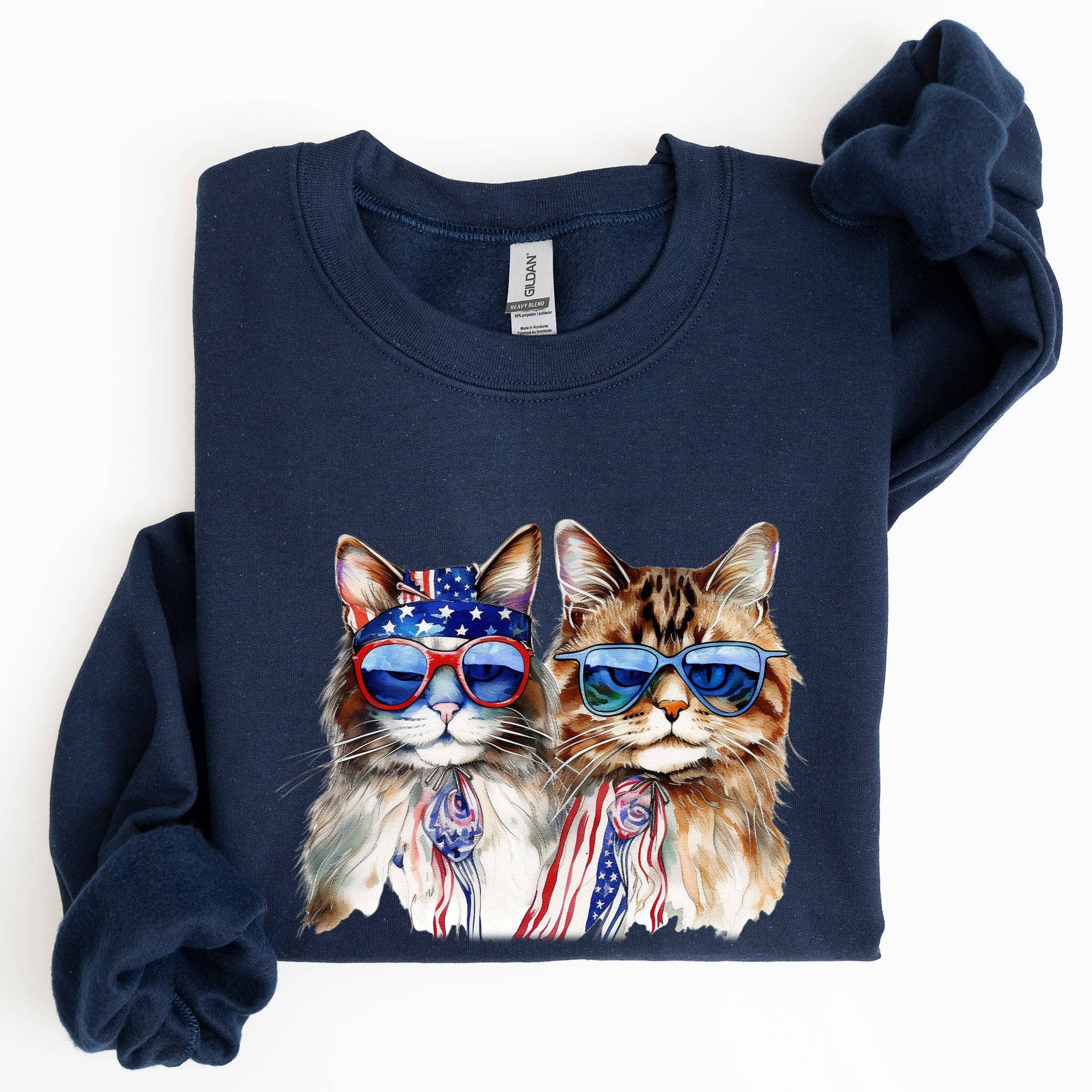 Patriotic Cats, Hippie, Funny, 4th of July - Adult & Kids T-Shirts, Sweatshirts & Hoodies apparel design preview 1