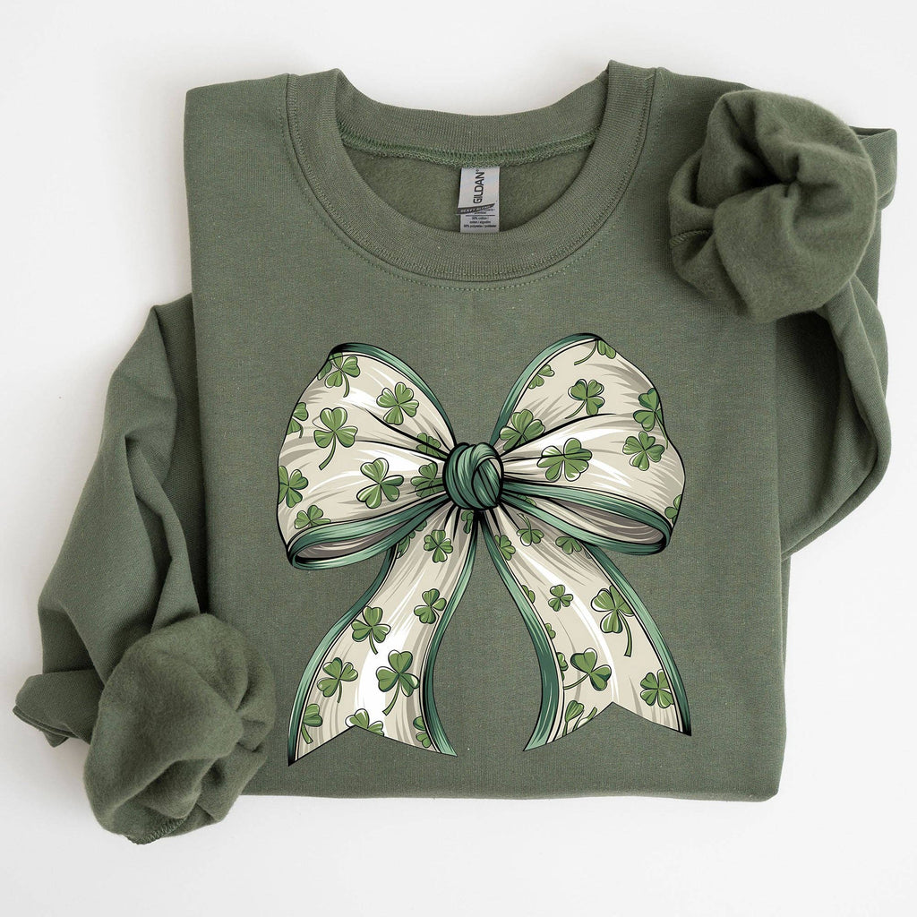 Coquette, Bow, Shamrock, Clover St Patrick's Day - Adult & Kids T-Shirts, Sweatshirts & Hoodies apparel design preview 1