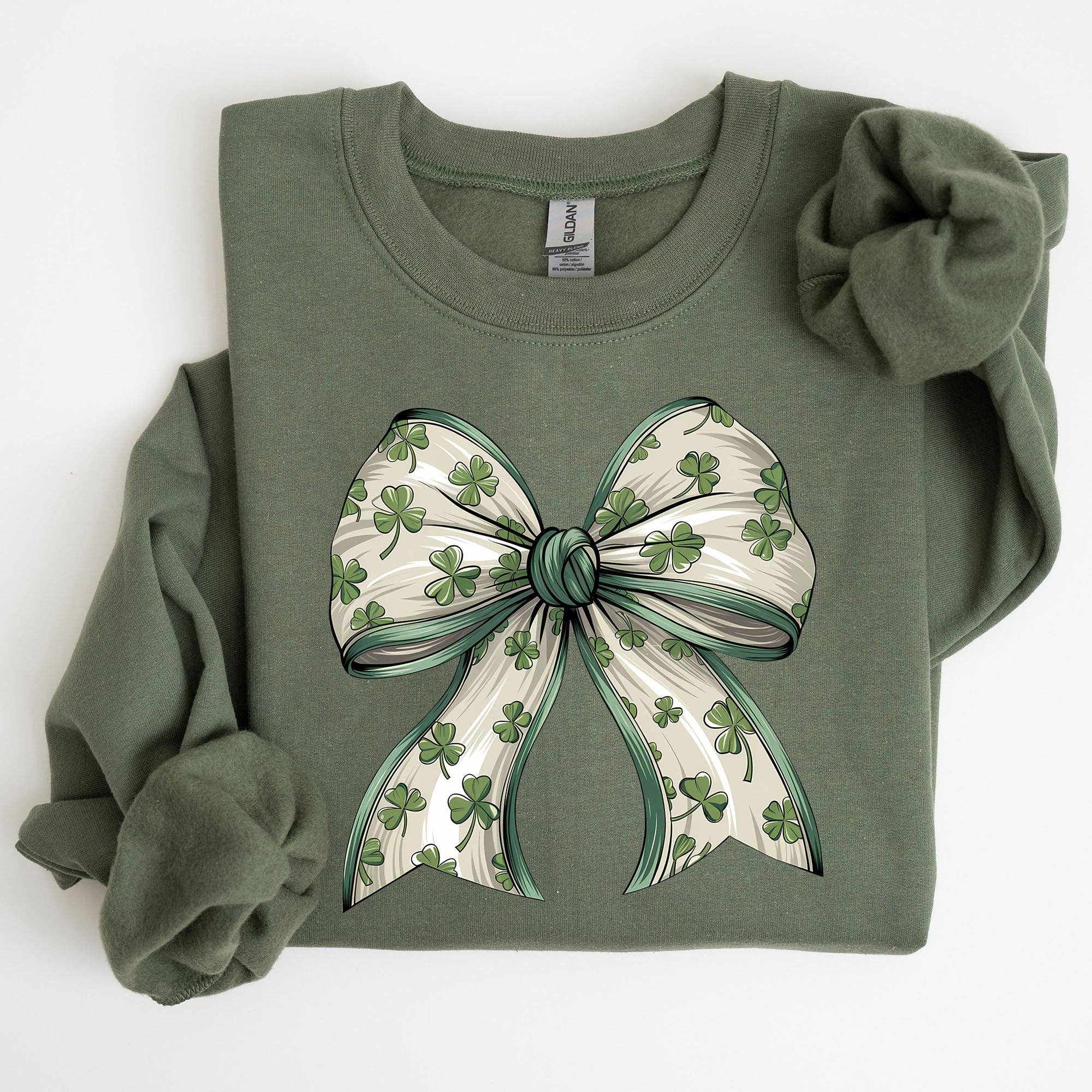 Coquette, Bow, Shamrock, Clover St Patrick's Day - Adult & Kids T-Shirts, Sweatshirts & Hoodies apparel design preview 1