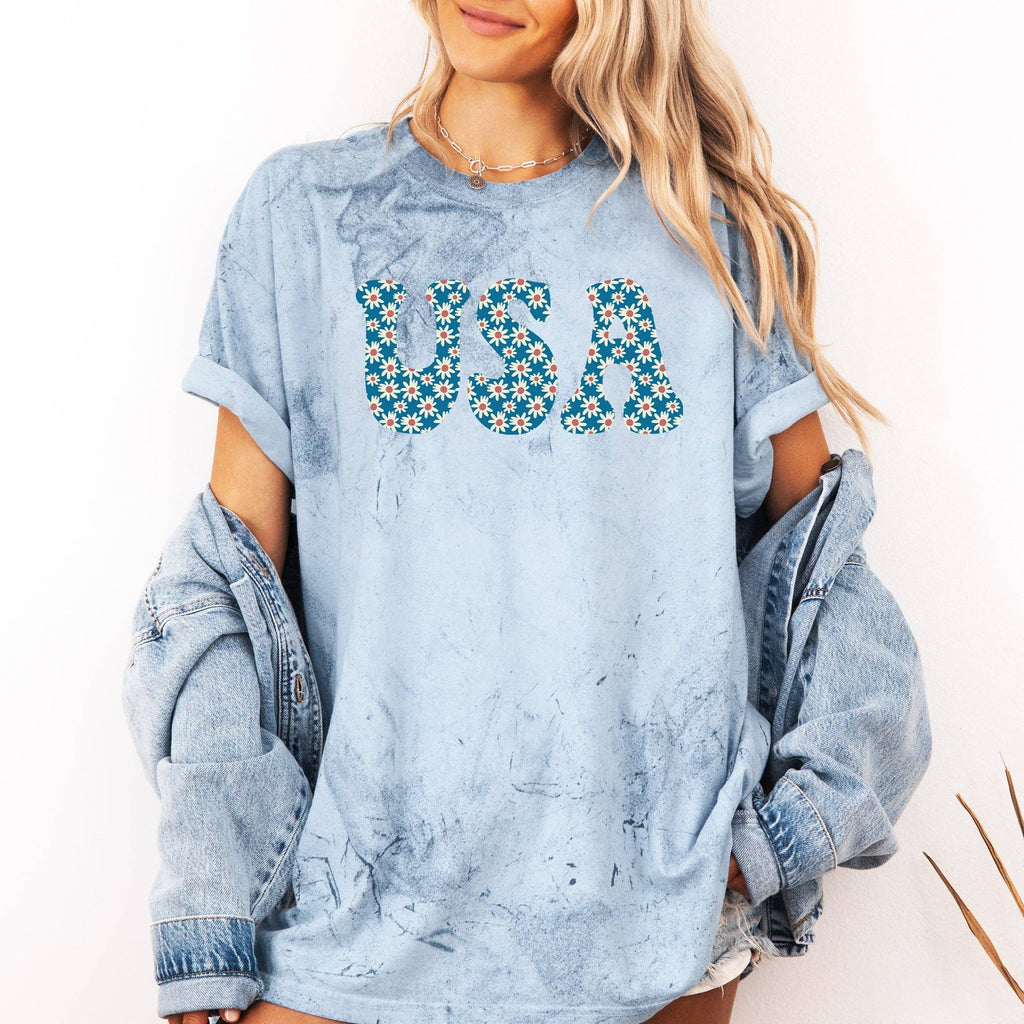 USA Retro Daisies America, 4th of July, Color Blast - Adult & Kids T-Shirts, Sweatshirts & Hoodies apparel design preview 1