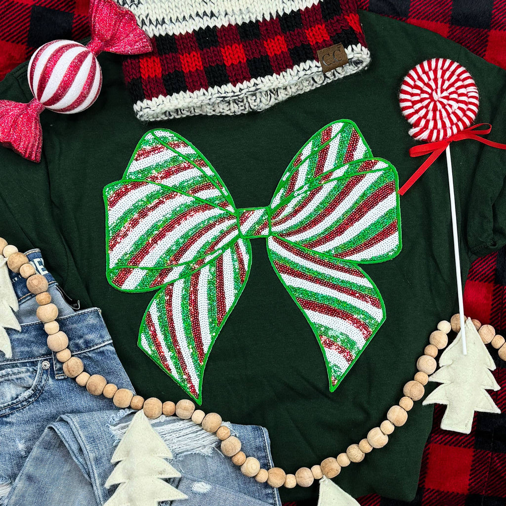 Red Green Sequin Bow - Adult & Kids T-Shirts, Sweatshirts & Hoodies apparel design preview 1