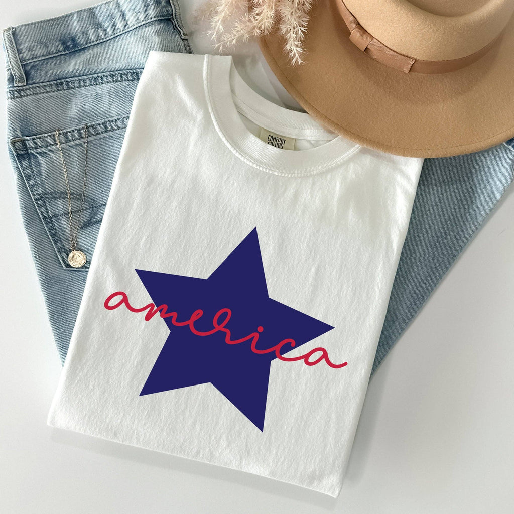 Retro America Star, Red White Blue, Patriotic, - Adult & Kids T-Shirts, Sweatshirts & Hoodies apparel design preview 1