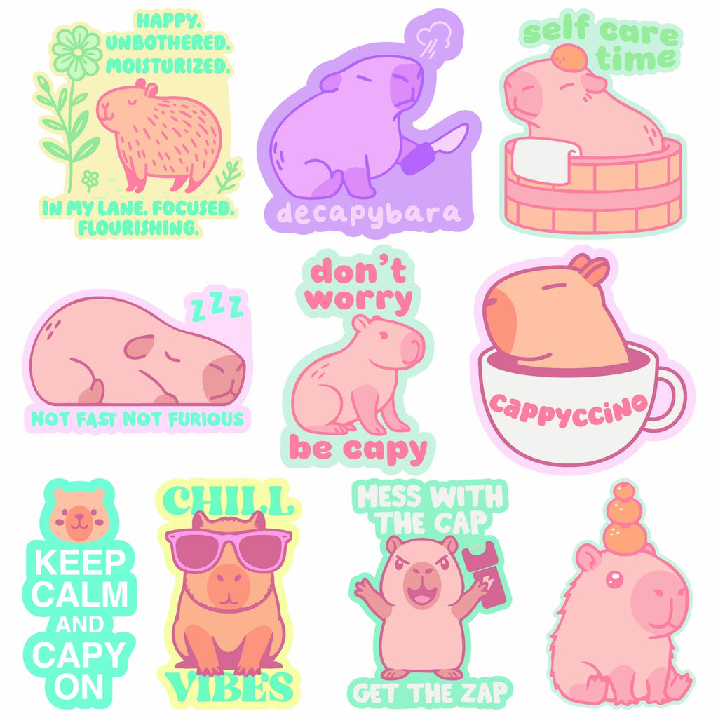Capybara Stickers - Adult & Kids T-Shirts, Sweatshirts & Hoodies apparel design preview 1