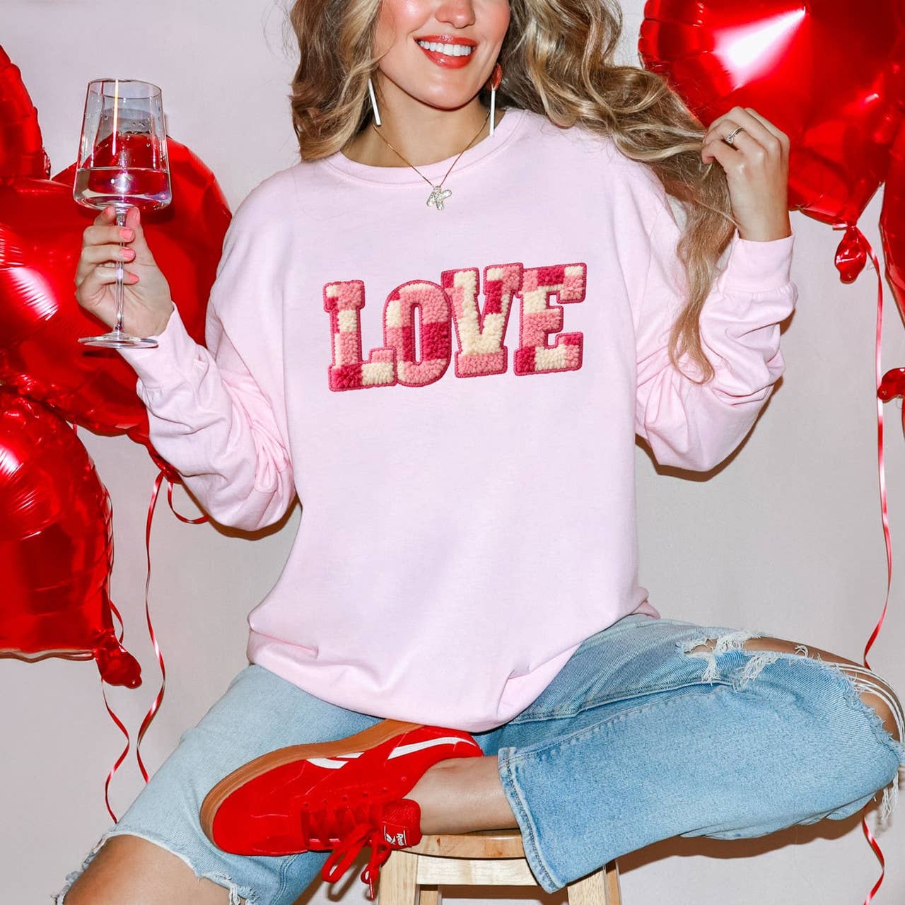 Faux Chenille Checkered Love - Adult & Kids T-Shirts, Sweatshirts & Hoodies apparel design preview 1