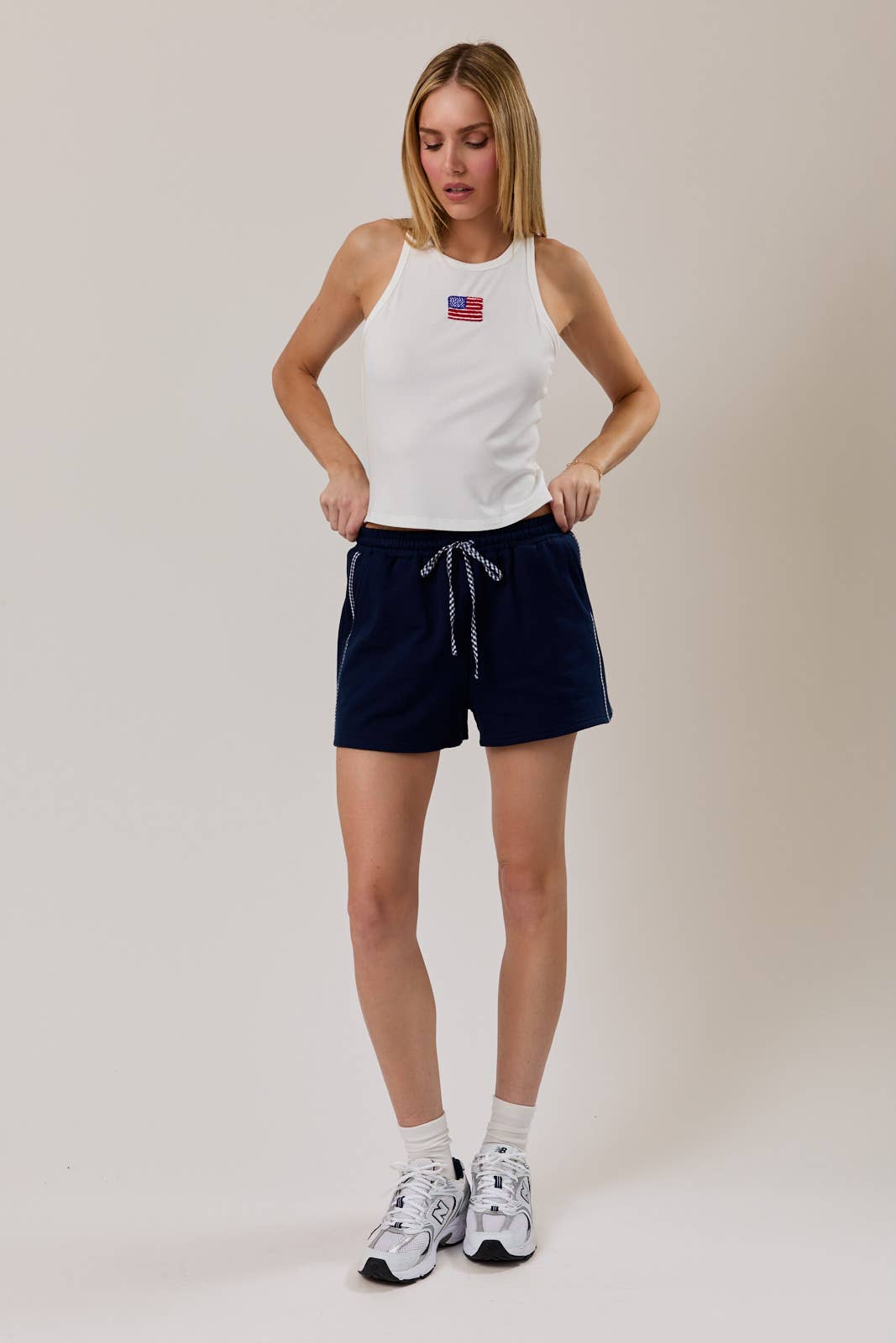 High Waist Gingham Contrast Sweatshorts - Adult & Kids T-Shirts, Sweatshirts & Hoodies apparel design preview 1