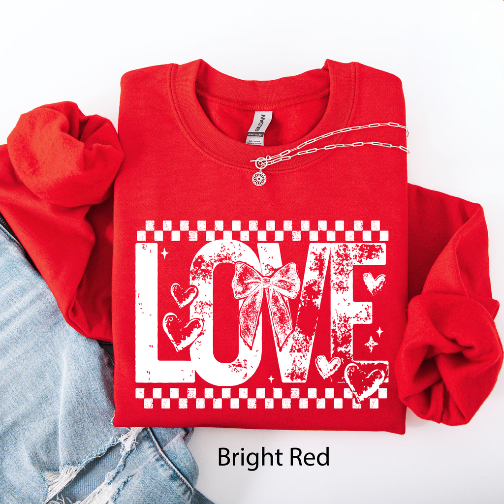 Love, Checkered, Hearts, Valentine's Day, Retro - Adult & Kids T-Shirts, Sweatshirts & Hoodies apparel design preview 1