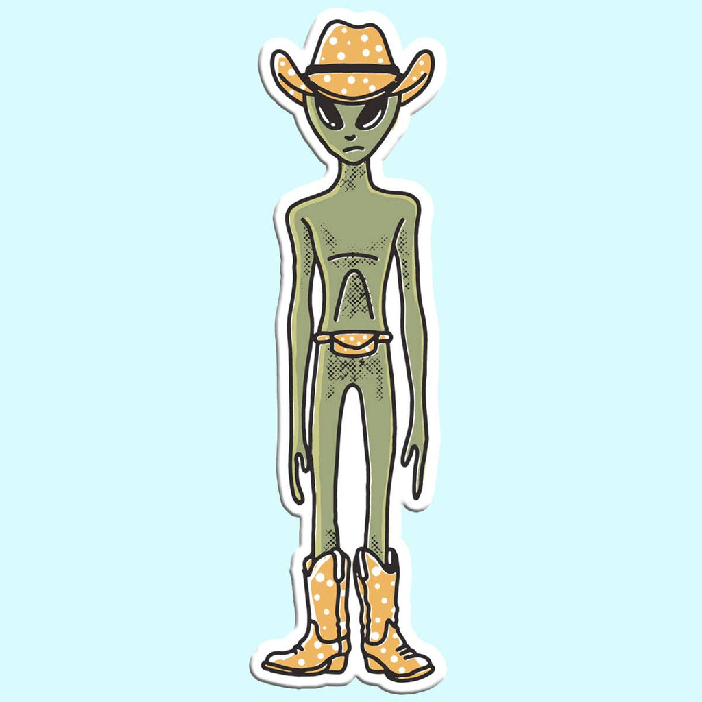 Alien Cowboy Sticker Decal, Funny - Adult & Kids T-Shirts, Sweatshirts & Hoodies apparel design preview 1