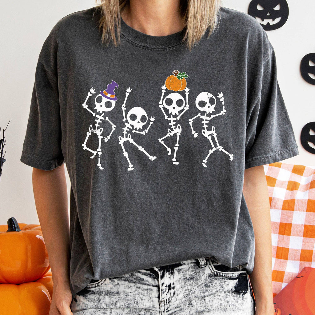 Pumpkin Dancing Skeletons Retro Halloween - Adult & Kids T-Shirts, Sweatshirts & Hoodies apparel design preview 1