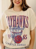 Ku Kansas Jayhawks Big Basketball Off White Thrifted - Adult & Kids T-Shirts, Sweatshirts & Hoodies apparel design preview 1