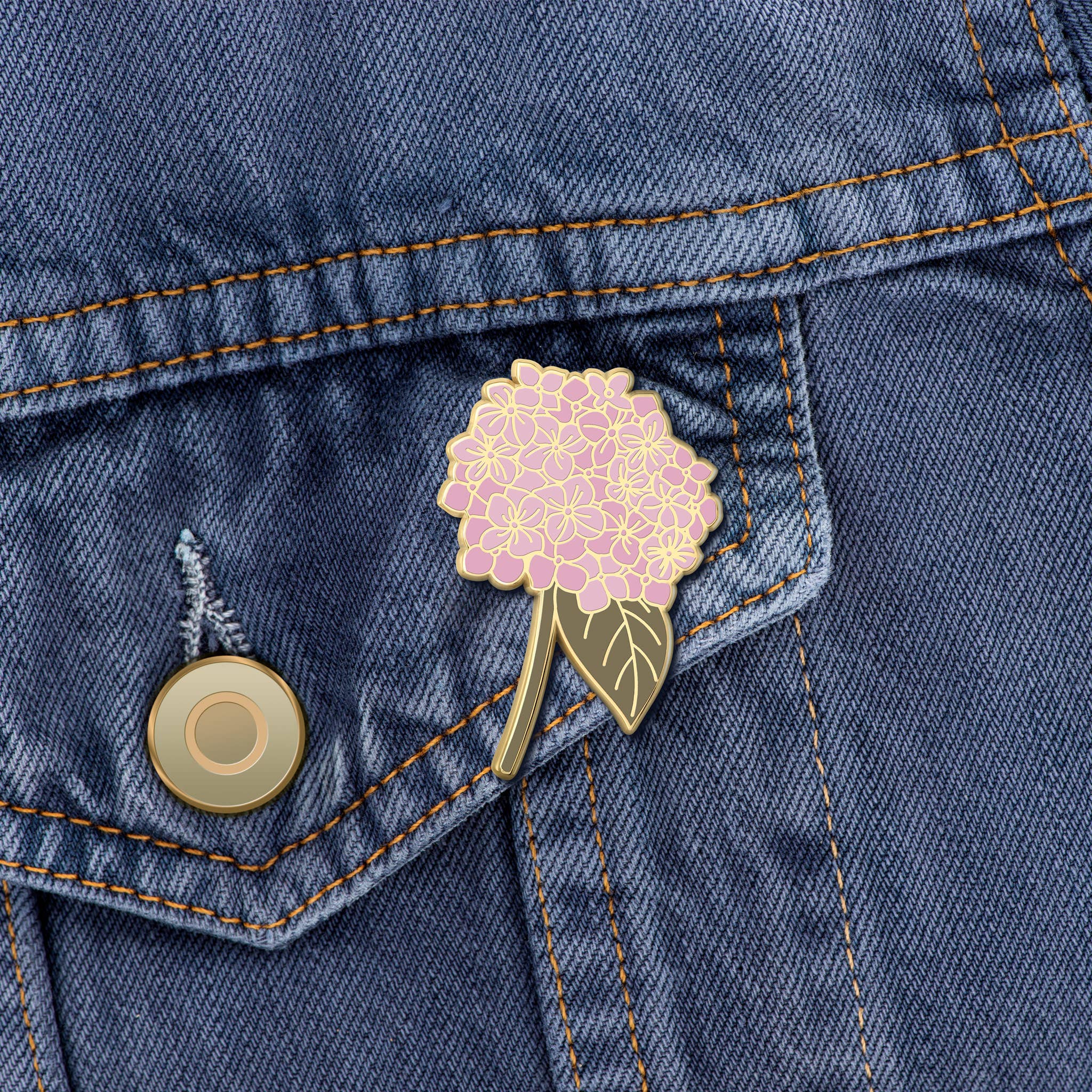 Hydrangea (Pink) Flower Enamel Pin Wedding Lapel - Adult & Kids T-Shirts, Sweatshirts & Hoodies apparel design preview 1
