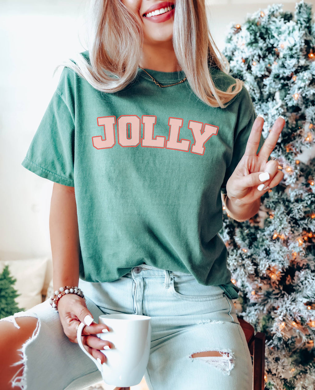 Trendy Xmas Merry Light Green Color - Adult & Kids T-Shirts, Sweatshirts & Hoodies apparel design preview 1