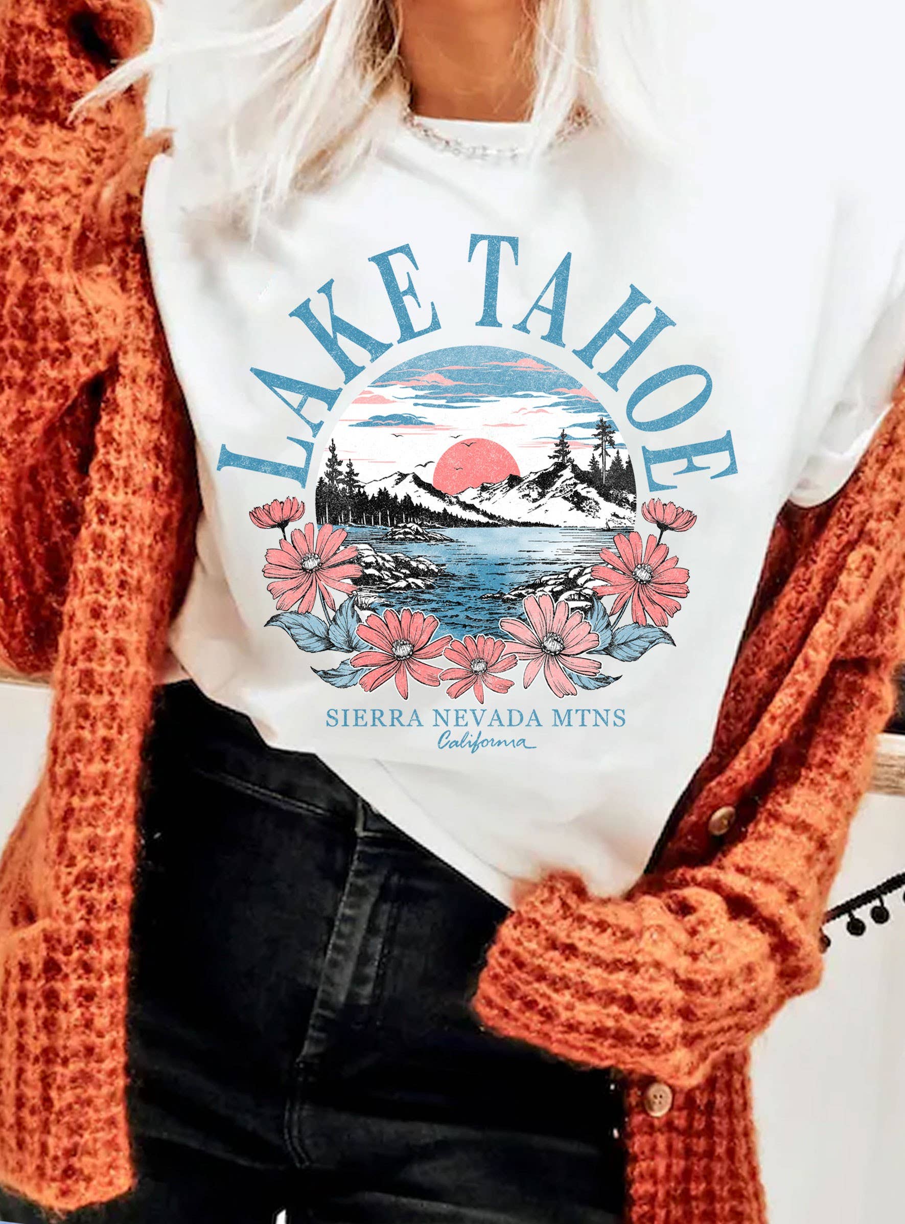 Lake Tahoe Flower Graphic - Adult & Kids T-Shirts, Sweatshirts & Hoodies apparel design preview 1