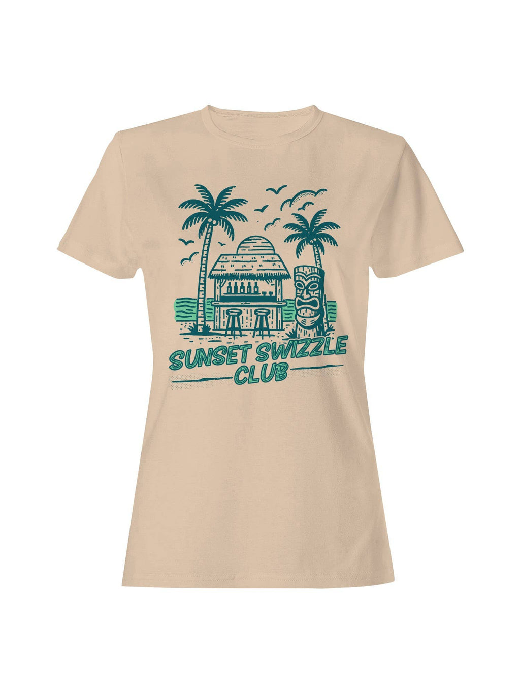 Tropical Sunset Swizzle Club Vibes Women's - Adult & Kids T-Shirts, Sweatshirts & Hoodies apparel design preview 1