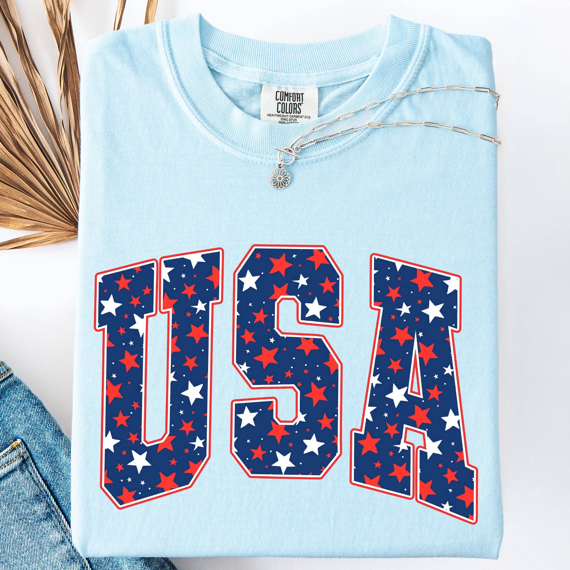 USA, Stars, Varsity America Patriotic Comfort Colors - Adult & Kids T-Shirts, Sweatshirts & Hoodies apparel design preview 1