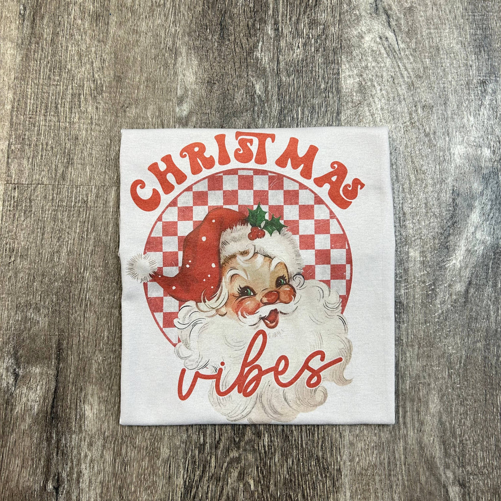Christmas Vibes Vintage Santa On White - Adult & Kids T-Shirts, Sweatshirts & Hoodies apparel design preview 1