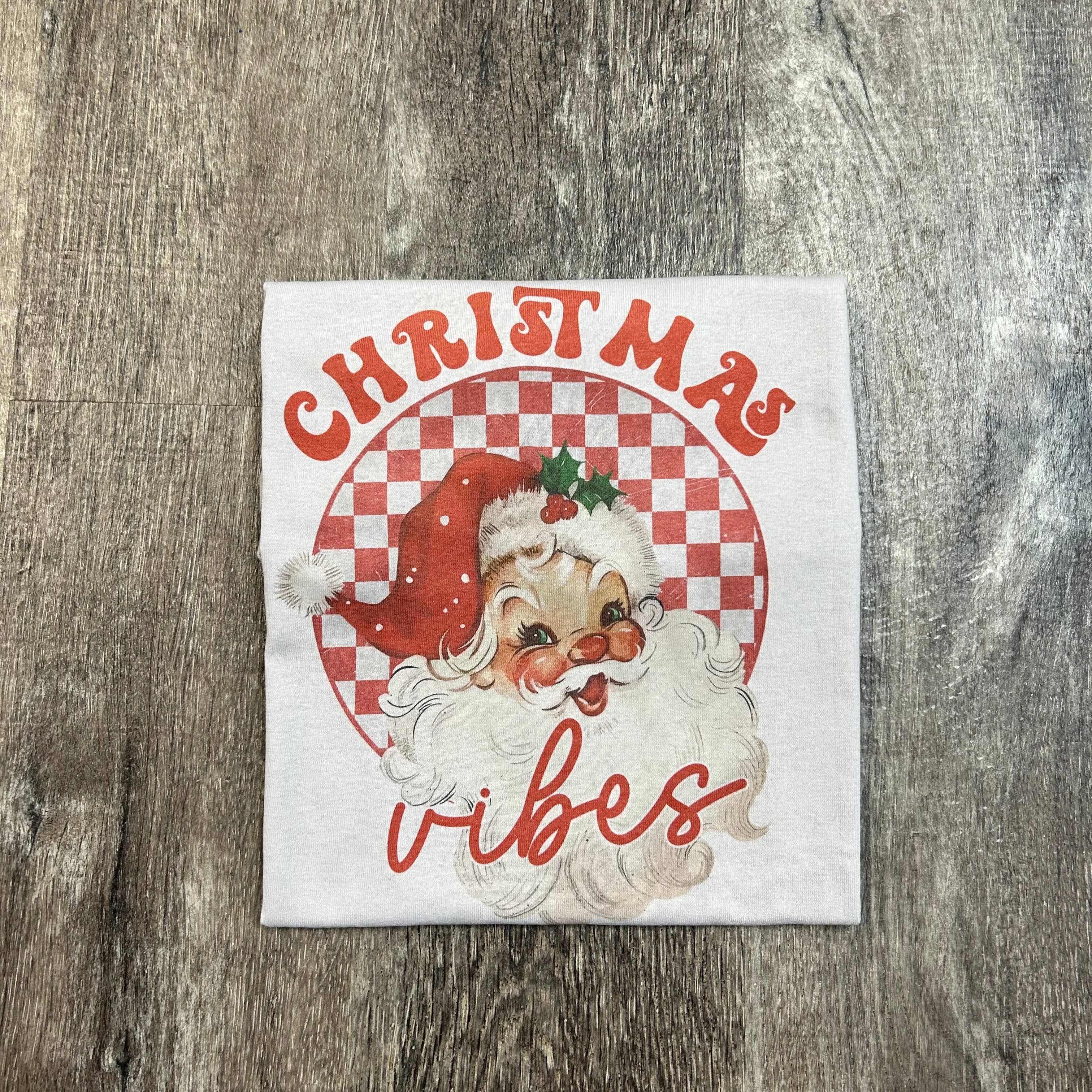 Christmas Vibes Vintage Santa On White - Adult & Kids T-Shirts, Sweatshirts & Hoodies apparel design preview 1