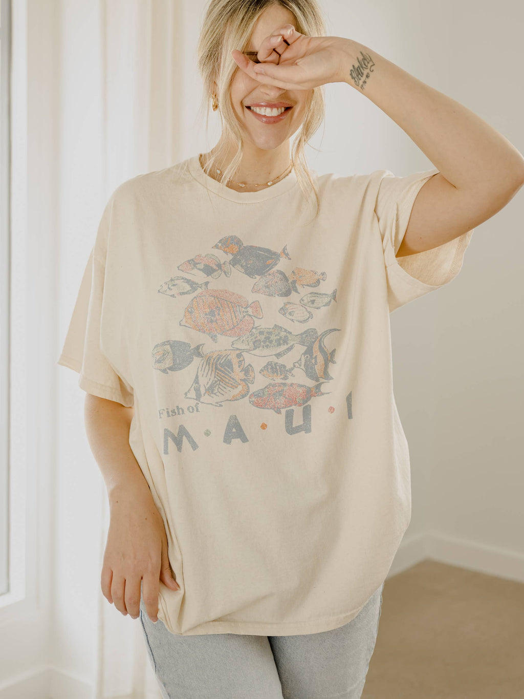 Fish of Maui Off White Thrifted Graphic - Adult & Kids T-Shirts, Sweatshirts & Hoodies apparel design preview 1