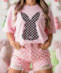 Checkered Eastery Bunny Multiple Color Options - Adult & Kids T-Shirts, Sweatshirts & Hoodies apparel design preview 1