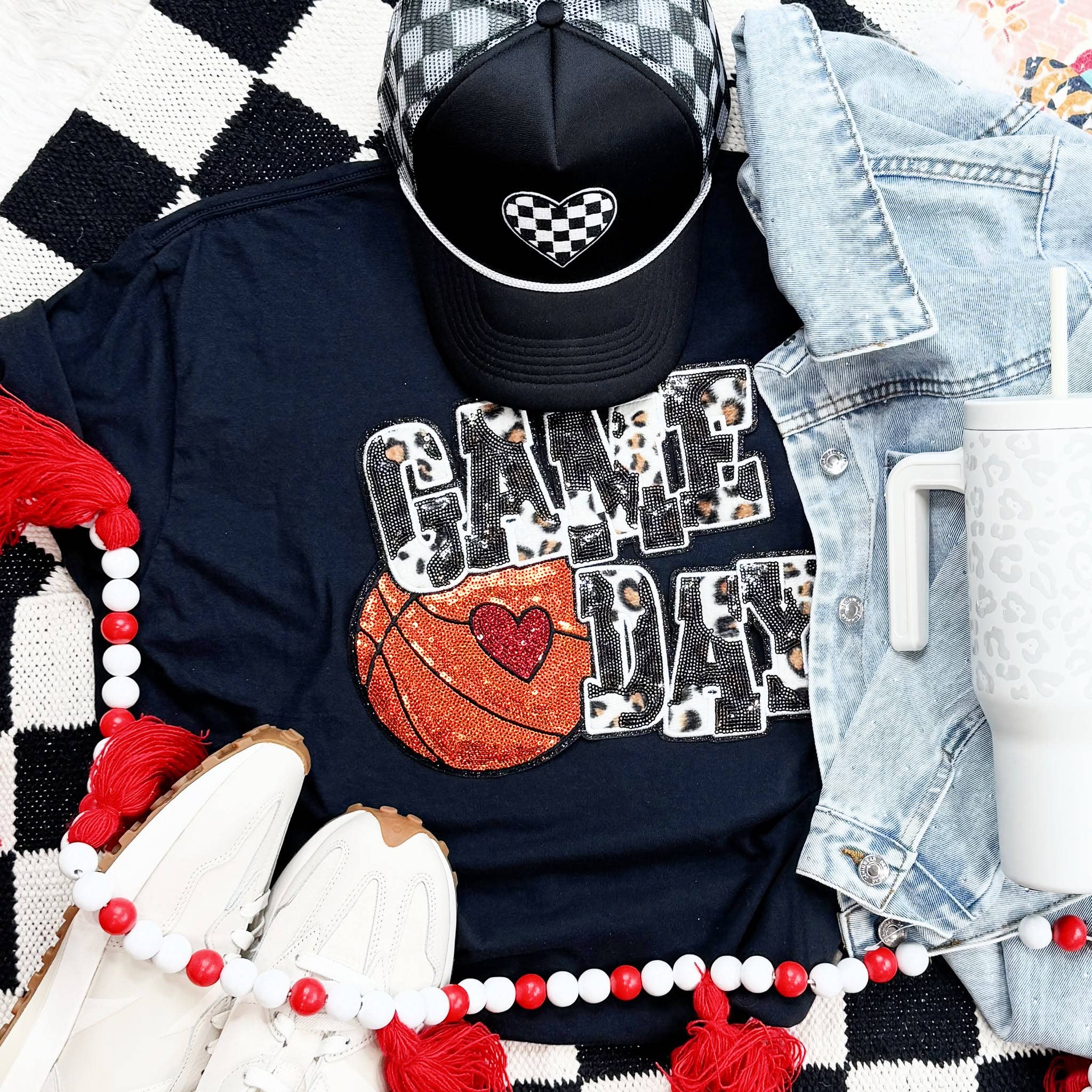 Basketball Leopard Sequin - Adult & Kids T-Shirts, Sweatshirts & Hoodies apparel design preview 1