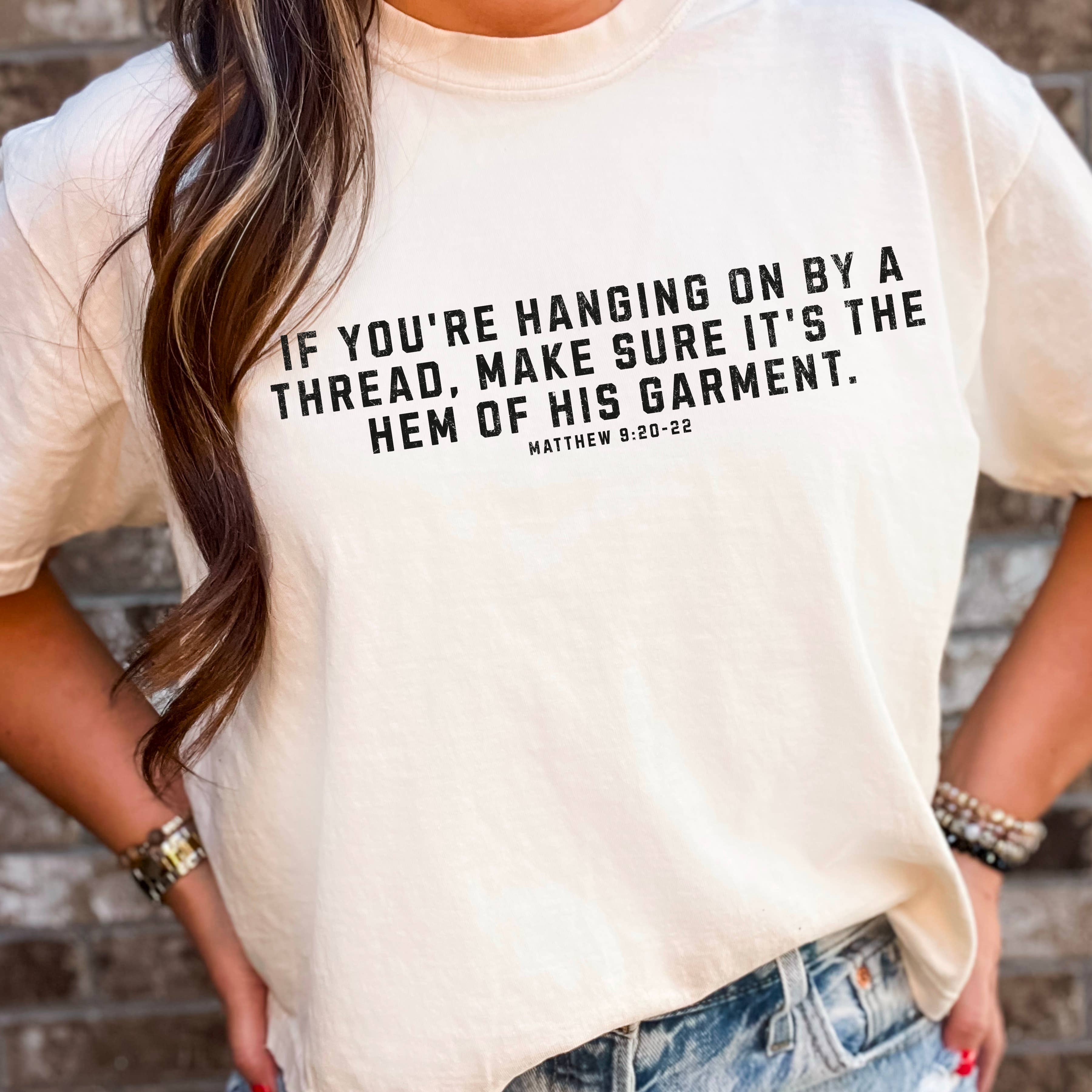 Christian Graphic Hanging On By A Thread Comfort - Adult & Kids T-Shirts, Sweatshirts & Hoodies apparel design preview 1