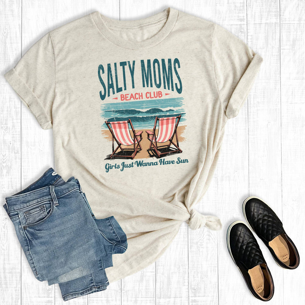 Retro Salty Moms Beach Club Graphic - Adult & Kids T-Shirts, Sweatshirts & Hoodies apparel design preview 1