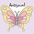Antisocial Butterfly Sticker Decal - Adult & Kids T-Shirts, Sweatshirts & Hoodies apparel design preview 1