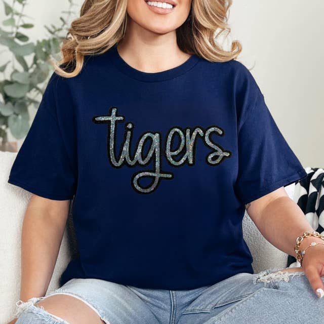 Tigers Sequin Patch Navy Everyday - Adult & Kids T-Shirts, Sweatshirts & Hoodies apparel design preview 1