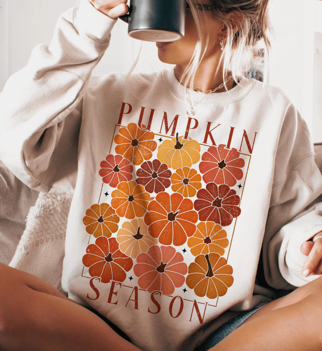 Pumpkin Season Multi Color Cream or - Adult & Kids T-Shirts, Sweatshirts & Hoodies apparel design preview 1