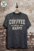Coffee Makes Me Happy Graphic Top - Adult & Kids T-Shirts, Sweatshirts & Hoodies apparel design preview 1