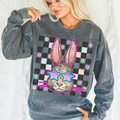 Retro Bunny Comfort Color Easter Graphic Crewneck - Adult & Kids T-Shirts, Sweatshirts & Hoodies apparel design preview 1