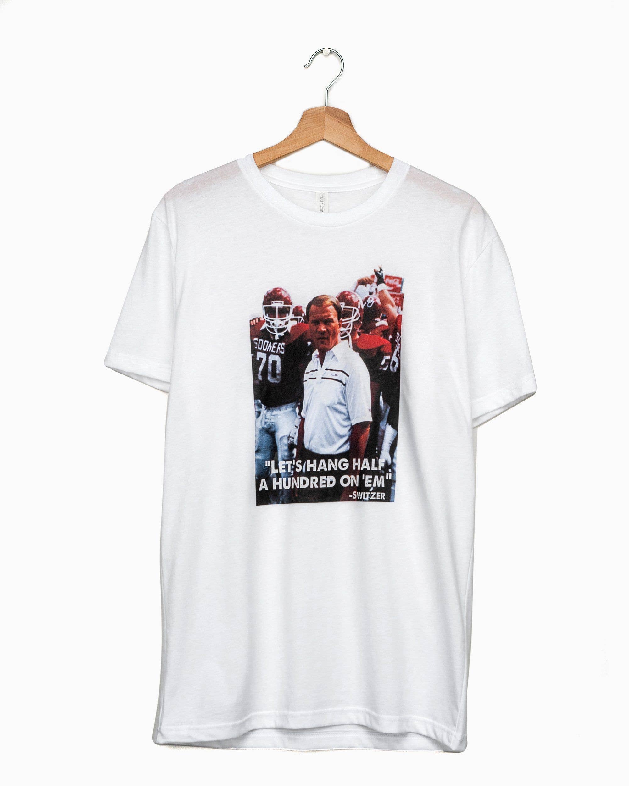 Barry Switzer Ou Sooners Hang Half A Hundred On Em - Adult & Kids T-Shirts, Sweatshirts & Hoodies apparel design preview 1
