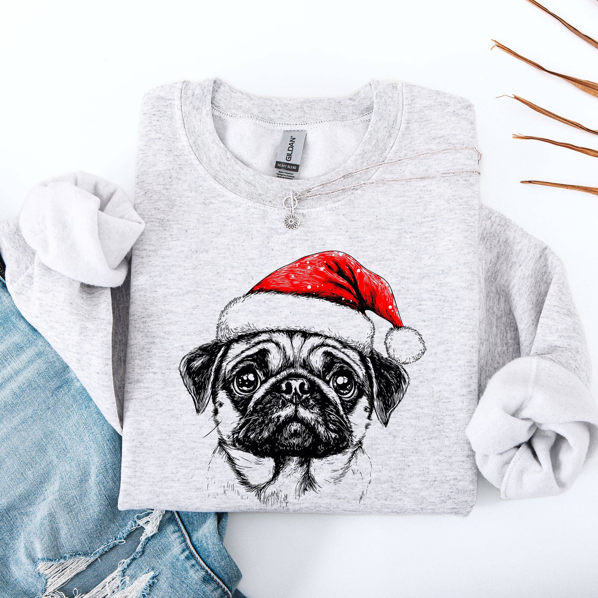 Pug, Santa, Dog, Christmas, Lover, Pet - Adult & Kids T-Shirts, Sweatshirts & Hoodies apparel design preview 1