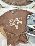 Caffeinated and Happy Cup Neutrals - Adult & Kids T-Shirts, Sweatshirts & Hoodies apparel design preview 1