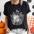Skeleton and the Book Retro Halloween White Print - Adult & Kids T-Shirts, Sweatshirts & Hoodies apparel design preview 1