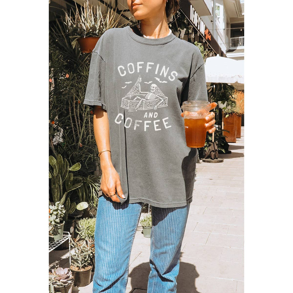 Coffins and Coffee Vintage Graphic Oversized - Adult & Kids T-Shirts, Sweatshirts & Hoodies apparel design preview 1