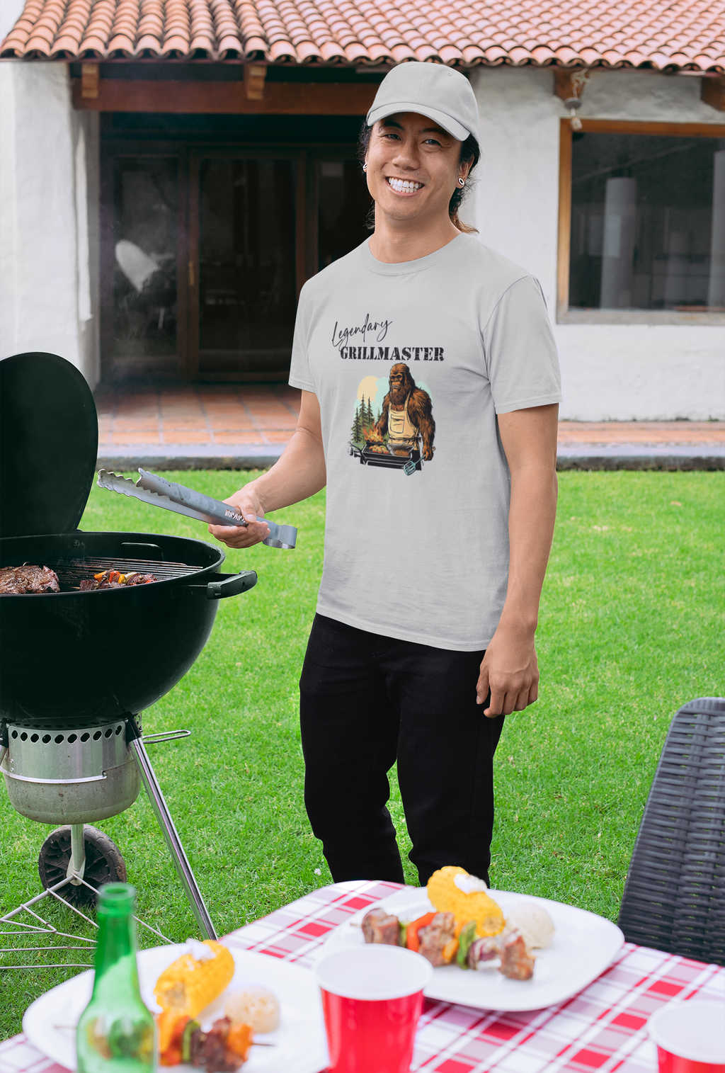 Legendary Grillmaster Bigfoot (Grey) - Adult & Kids T-Shirts, Sweatshirts & Hoodies apparel design preview 1